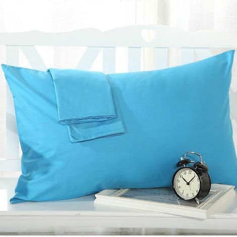 Lot de 2 taies d'oreiller neuves, confortables et douces, 100 % coton égyptien, taille Queen, couleur : bleu foncé (1/4)
