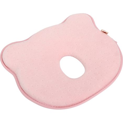 Oreiller doux pour bébé nouveau-né, prévient la plagiocéphalie, coussin de soutien pour le sommeil, ours rose (1/5)