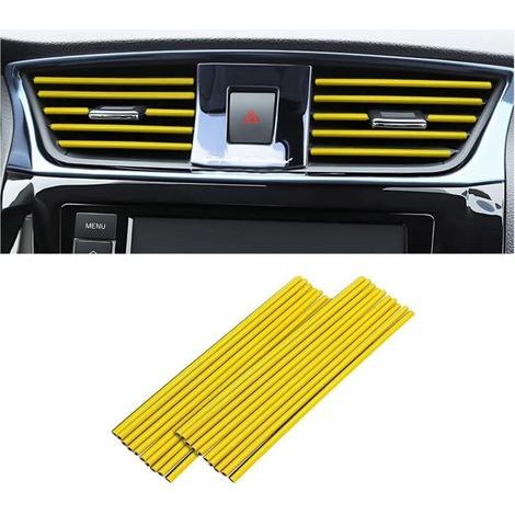 20 PCS Decorative Strip for Car Air Conditioner, Car Interior Accessories, Multicolor Decorative strip for most air vents (Yellow) (1/5)