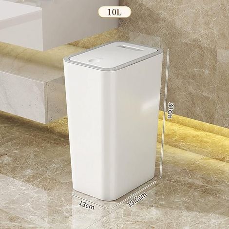 Poubelle à couvercle poussoir, 10 L (blanche) (1/4)