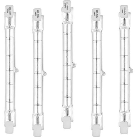 Ampoule Halogène R7S 118mm - Lot de 5 - Verre T3 - 500W Dimmable - Éclairage Sécurité - Blanc Chaud (1/5)