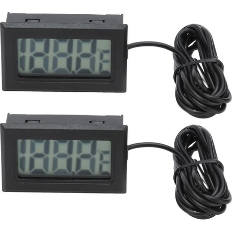 Set di 2 termometri digitali elettronici – termostato – frequenza di aggiornamento 2 secondi – sonda – nero