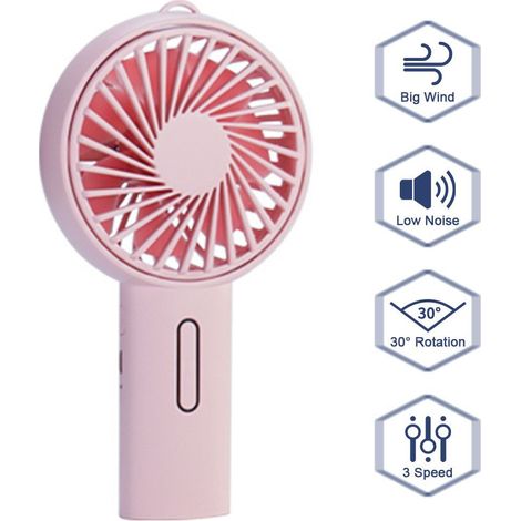 1 Ventilateur portable, mini ventilateur de poche, batterie rechargeable USB, 3 vitesses, avec base, pour extérieur et maquillage (1/5)