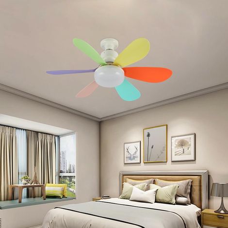 Ventilateur de plafond tricolore à intensité variable, petit ventilateur de plafond à douille, 30W,tige d'extension de 12 cm,4 vis (1/3)