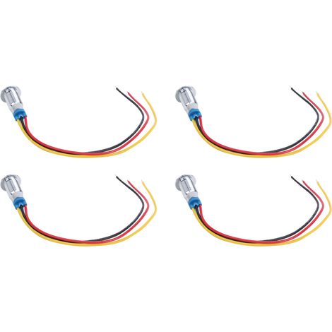 Lot de 4 voyants LED à cathode commune, composants de contrôle industriel, 8 mm, 110-220 V, rouge et jaune. (1/5)