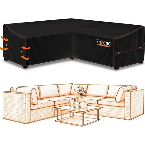 Housse de protection pour salon de jardin en L, imperméable, 420D, résistante au vent (1/5)