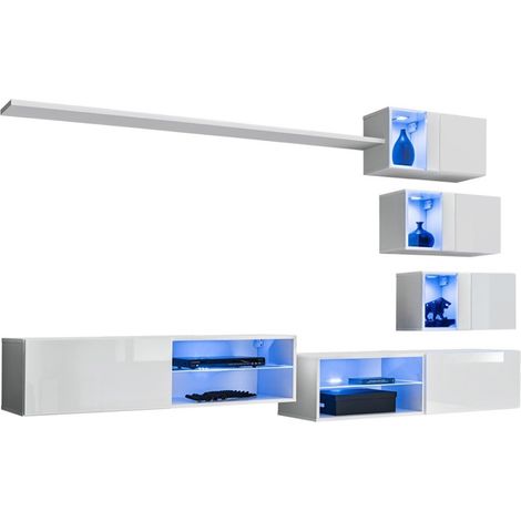 Set di mobili da soggiorno SWITCH XXIV design, colore bianco lucido. (1/5)