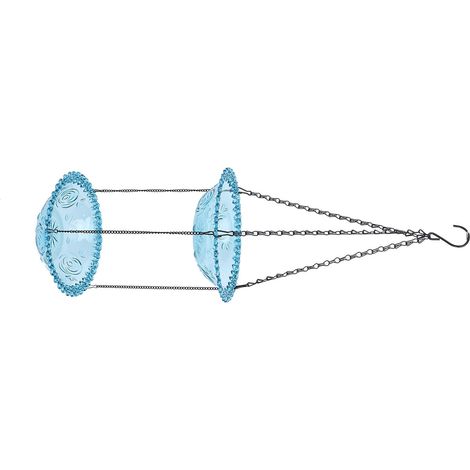 Bain d'oiseaux suspendu avec mangeoire à double couche, fontaine solaire innovante pour grands espaces, idéale pour jardin et pelouse. (1/5)