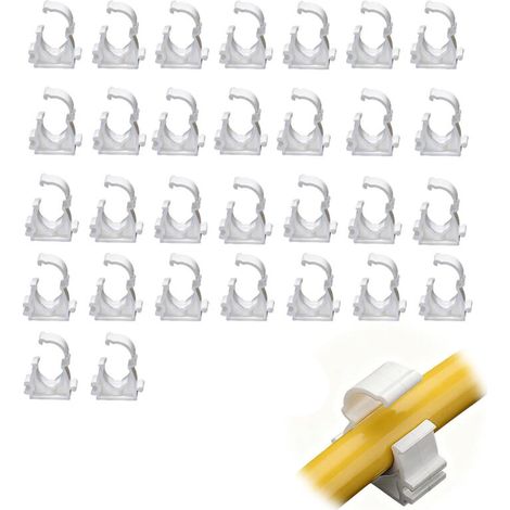 30pcs Pipe Clamps, 20mm Inner Diameter, Pipe Supports, Plastic Hose Clamps, White Tube Clips, for Water Pipes, Gas Pipes (1/5)