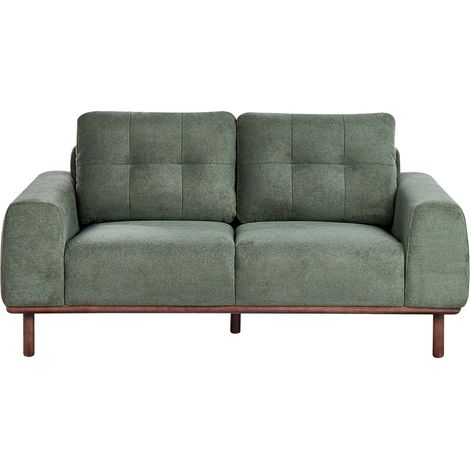 Divano 2 posti in tessuto Soggiorno Stile moderno Gambe in legno scuro Verde Laurila