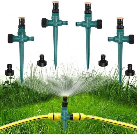 Gartensprenger, 4-teilig, automatischer 360°-Drehsprenger, Rasensprenger, verstellbarer Bewässerungssprüher für Garten, Rasen, Pflanzen, Gemüse, Blumen, ländlicher Hof (Grün) (1/5)