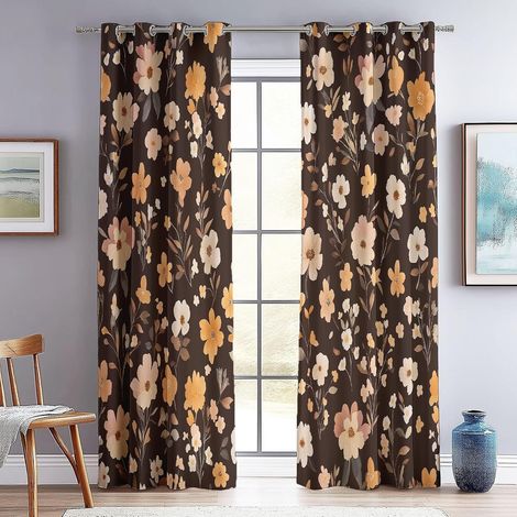 Rideau Marbre, Art Fluide, Style léger et Luxueux Rideaux Thermiques à Oeillets pour Salon Chambre Fenetre, Marron orangé Acoustiques Opaque Fenêtres Décoration 75L X 166H cm (2 Panneaux) - 75L X 166H (1/5)