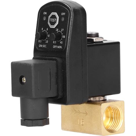 Électrovanne de purge temporisée automatique 110V pour compresseur d'air et sécheur, purgeur à minuterie électronique, vidange auto, équipement industriel. (1/5)
