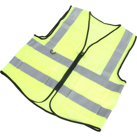Gilet de sécurité réfléchissant haute visibilité, multipoches, bandes réfléchissantes bicolores, respirant, fermeture éclair frontale. (1/5)