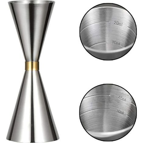 Cocktail Jigger, PTN Stainless Steel Double Sided Cocktail Jigger, Silver Measuring Cup for Professional Bartender 30ml x 60ml Measuring Cups (1/5)