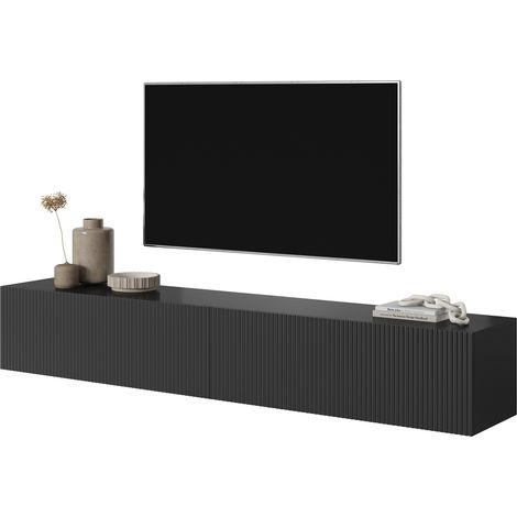 Selsey Veldio - TV-Lowboard stehend Schwarz, mit gefräster Front, 175 cm breit (1/5)