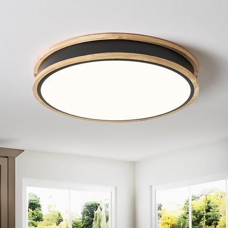 LED-Deckenleuchte, schwarze Holz-Deckenleuchte, 30 cm runde Deckenleuchte für Schlafzimmer, Wohnzimmer, Küche, Flur, Esszimmer, 24 W, 4000 K (1/5)