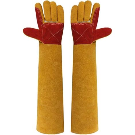 Gants de travail en cuir de 23,6 pouces pour animaux de compagnie, anti-morsures, pour chats, chiens, oiseaux, serpents, rembourrage polyvalent résistant aux rayures (1/5)