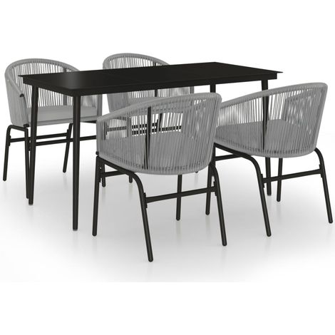 Maison Exclusive - 5-tlg. Garten-Essgruppe Grau
