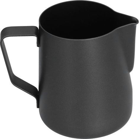 Pitcher à lait inox 600ml à bec pointé, mousseur à lait épais pour café maison - Noir
