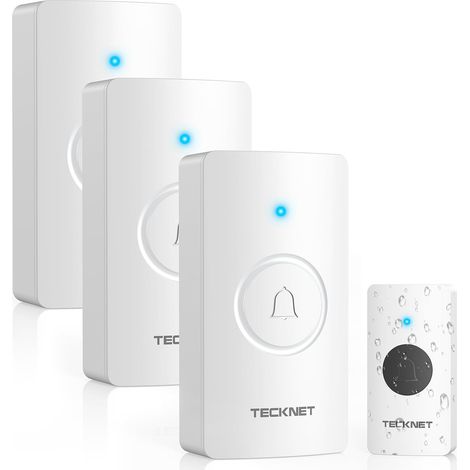 Sonnette, IP67 Sonnette Sans Fil Exterieur Etanche, 400M Sonnette Sans Fil Longue Portée, Sonnette Sans Fil avec 60 Klingeltöne, Sonette Sans Fil avec 1 émetteurs