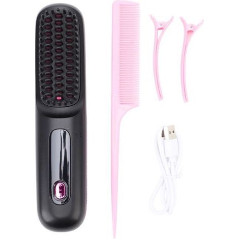 Lisseur Brosse - 35 W - Affichage LED - 3 Températures 160 180 200 °C - Charge Rapide Type-C - Autonomie 60 Min - 2000 Maha - 0,1 Kg (1/5)