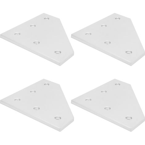 Équerre de renfort en aluminium 5 trous pour profilés 2020/3030/4040, plaque de connexion en angle droit, fixation renforcée en L, lot de 4 pièces, modèle 4040. (1/5)