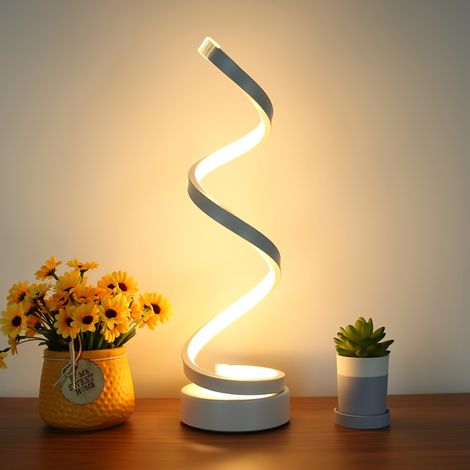 Lampe de bureau LED, finition blanche, luminosité réglable, USB-C, pour table de chevet, bureau, salon ou élément décoratif.-AquaForge (1/5)