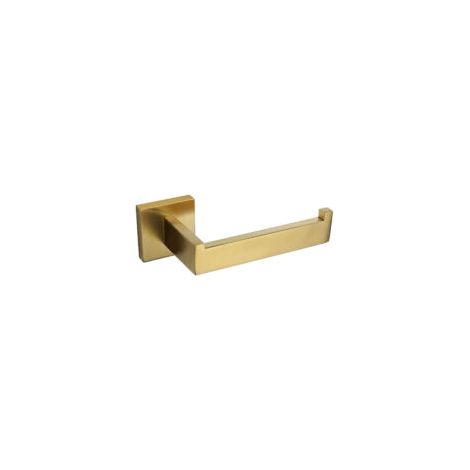 Portarrollos de papel higiénico de latón cepillado, portarrollos de acero inoxidable para baño y cocina, dorado (cuadrado) - Crezuo