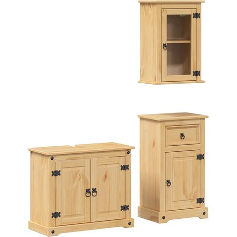 Set Mobili da Bagno 3 pz Corona in Legno Massello di Pino vidaXL (1/5)