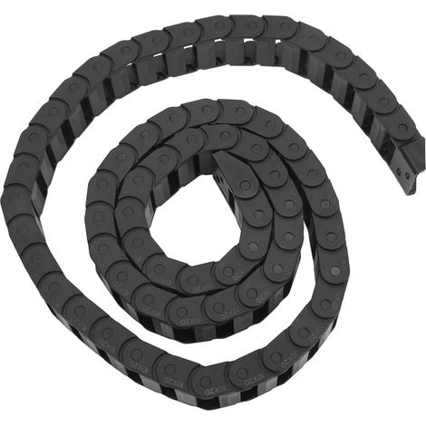 Chaîne porte-câbles en plastique pour CNC avec connecteur d'extrémité type pont, 1 mètre de long, noire (1/5)