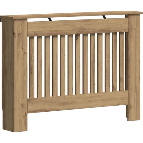 Cache-radiateur design moderne 112 x 19 x 81,5 cm rangement pratique pour déco intérieur en bois d'ingénierie chêne artisanal (1/5)