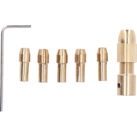 Mandrin de perçage micro 4 mors en laiton, lot de 7 pièces, pour perceuse électrique, polissage et meulage de précision. (1/5)