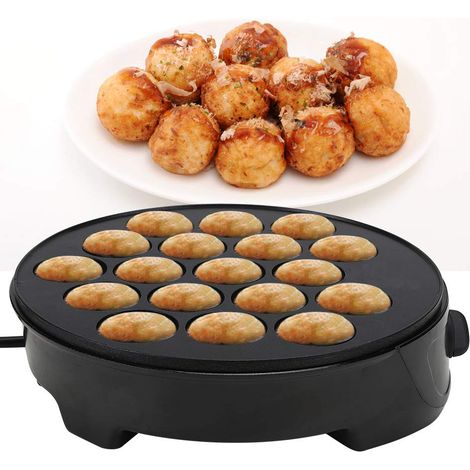 EJ.LIFE Machine Takoyaki, Takoyaki lectrique en Fonte Pancake Ball Maker avec 18 cavits Poffertjes Pole Revtement Antiadhsif, pour la Fabrication de Takoyaki Japonais (1/5)