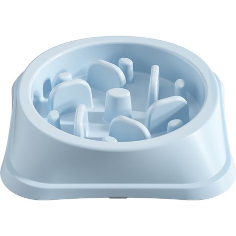 Gamelle anti-glouton pour chiens, distributeur de croquettes interactif, gamelle carrée bleue antidérapante et résistante.-AquaForge (1/5)