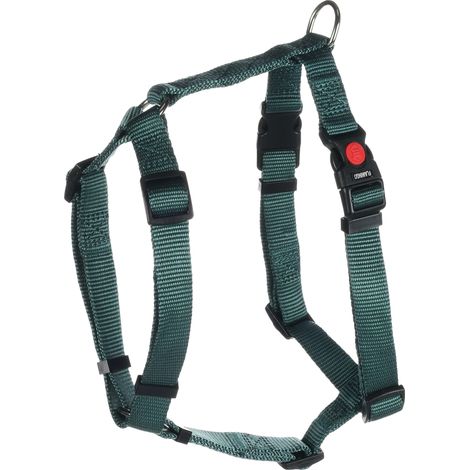 Harnais pour Chien H Ziggi Vert foncé M - 45 à 65cm 20mm - Réglable en continu - avec Anneau pour Attacher Une Laisse - avec Boucle à clic et Bouton de sécurité (1/2)