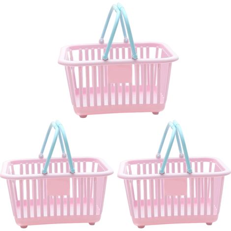 Panier de rangement portable couleur macaron, panier de pique-nique, rose (1/5)