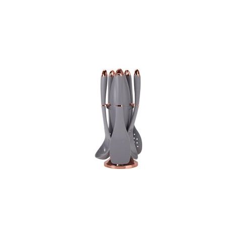 Set di utensili da cucina in silicone, comprendente un mestolo/colino, una spatola antiaderente e un supporto a forma di lanciarazzi. - Crezuo