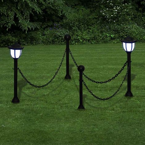 Lampioncini Solari 4 pz con Catena di Recinzione e Paletti (1/5)