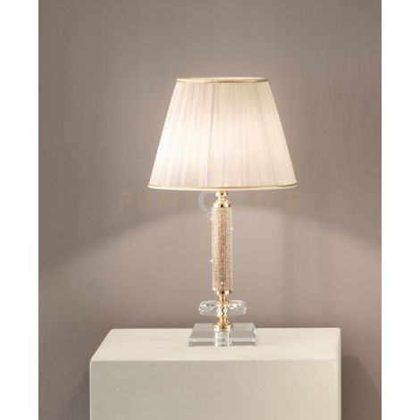 LUME PICCOLO DIDO 1 LUCE CRISTALLO E ORO ATTACCO E14 D.25CM
