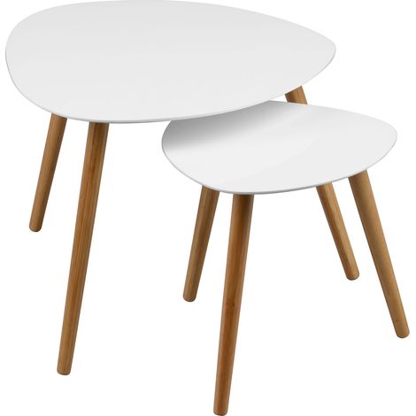 Interiors by Premier Triangular Nest of 2 Tables, High Gloss White Nesting Table, Long Lasting Console Tables for Living Room (1/5)