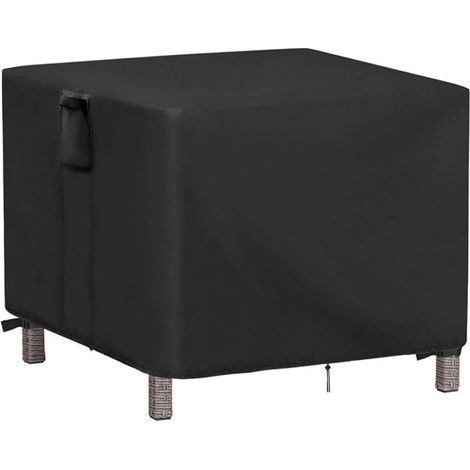 Housse de table de jardin carrée 55,9 x 55,9 cm - Imperméable - Avec sangles coupe-vent - Pour ensembles de cubes en rotin - Noir (1/5)