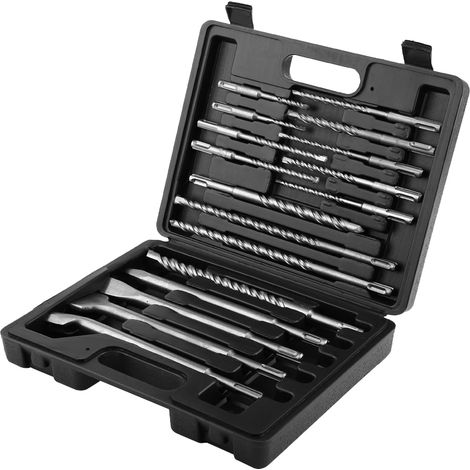 Jeu de 17 forets et burins pour marteau perforateur électrique, outils de perçage et rainurage du béton (1/5)