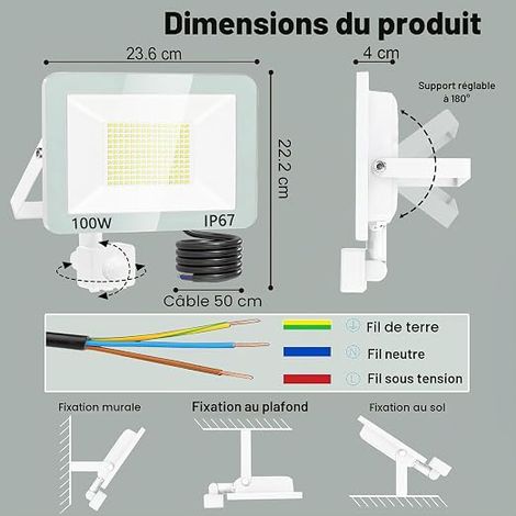 Outdoor LED Floodlight Motion Detector Outdoor LED Spot Light Detector Cold White Outdoor Security Lighting For Entrances Patio Garage Garden (1/4)