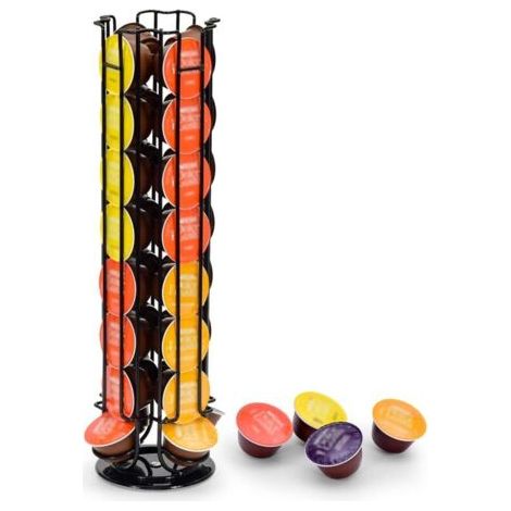 Support de capsules pour 32 capsules Dolce Gusto, support pour ranger les capsules de café, base antidérapante, rotatif, noir (1/4)
