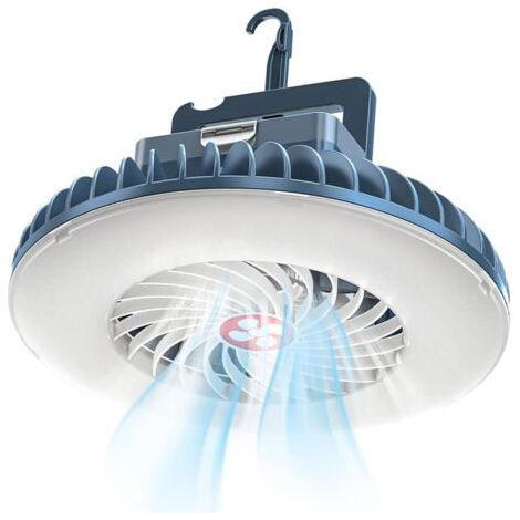 Lampe de camping LED avec ventilateur Rechargeable USB, Ventilateur de camping avec lumière, Tente lampe Lanterne Powerbank Accessoires de camping