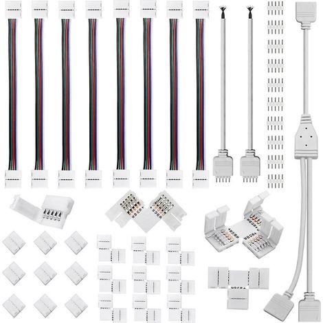 Ensemble de connecteurs à 5 broches, compatible avec les connecteurs RGBW de 12 mm, incluant un connecteur LED RGBW à 5 broches en forme de T - Parfait (1/5)