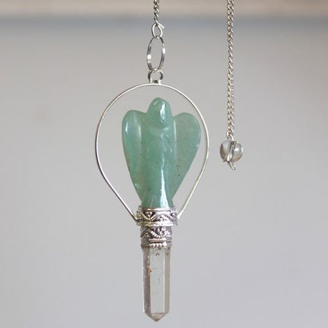 Pendule Ange avec Anneau - Aventurine Verte- Vendu par 1 (1/2)