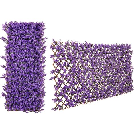 COSTWAY Valla de Enrejado Expansible de 180 x 90 cm, Pantalla de Cerca de privacidad de Hiedra Artificial, Panele de Seto Artificial Protector Sol para Hogar, Balcón y Patio (Eucalipto Morado) (1/5)