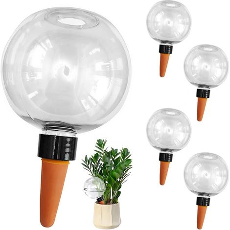 Lot de 4 boules d'irrigation pour plantes, auto-irrigation, grandes boules d'irrigation, distributeur d'eau pour arrosage automatique de chambre, balcon et plantes de jardin, transparentes (1/5)